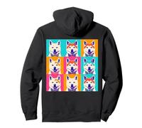 Diseño de cuadrícula Colorida con diseño Pop Art de Perro Akita Sudadera con Capucha