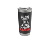 Diseño de cuervo con nombre de perro - Todo lo que necesitas es amor Vaso térmico de acero inoxidable de doble pared