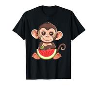 Diseño de dibujo de mono sandía para amantes de los animales de frutas Camiseta