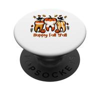 Diseño de Dientes de Calabaza Happy Fall Y'all PopSockets PopGrip Adhesivo