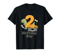 Diseño de Dinosaurio y camión para cumpleaños número 2 Camiseta