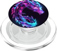 Diseño de dragón de Colores Vibrantes en Tonos Azules y Rosas PopSockets PopGrip para MagSafe