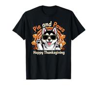 Diseño de Dulce Perro Husky de Pie and Paws Happy Thanksgiving Camiseta