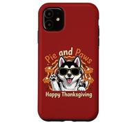 Diseño de Dulce Perro Husky de Pie and Paws Happy Thanksgiving Carcasa para iPhone 11