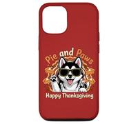 Diseño de Dulce Perro Husky de Pie and Paws Happy Thanksgiving Carcasa para iPhone 12/12 Pro