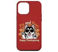 Diseño de Dulce Perro Husky de Pie and Paws Happy Thanksgiving Carcasa para iPhone 12 Pro MAX