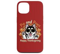 Diseño de Dulce Perro Husky de Pie and Paws Happy Thanksgiving Carcasa para iPhone 13