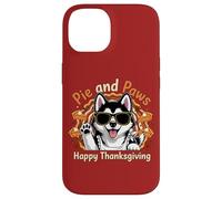 Diseño de Dulce Perro Husky de Pie and Paws Happy Thanksgiving Carcasa para iPhone 14