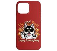 Diseño de Dulce Perro Husky de Pie and Paws Happy Thanksgiving Carcasa para iPhone 16 Pro MAX