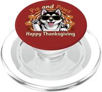 Diseño de Dulce Perro Husky de Pie and Paws Happy Thanksgiving PopSockets PopGrip para MagSafe