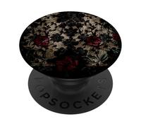 Diseño de Encaje Floral Vintage gótico Negro y Crema PopSockets PopGrip Adhesivo