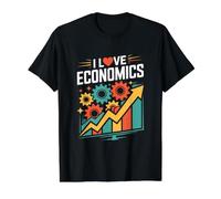 Diseño de Engranajes de gráfico I Love Economics Camiseta gráfica económica, Hombre, Negro, L