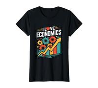 Diseño de Engranajes de gráfico I Love Economics Camiseta gráfica económica, Mujer, Negro, L