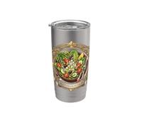 Diseño de ensalada mediterránea griega Vaso térmico de acero inoxidable de doble pared