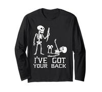 Diseño de Esqueleto Espeluznante de Halloween con Texto en inglés I've Got Your Back Manga Larga