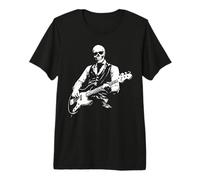 Diseño de Esqueleto Tocando bajo y usando Gafas de Sol Camiseta Premium