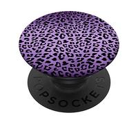 Diseño de estampado animal leopardo sobre fondo lila PopSockets PopGrip Intercambiable