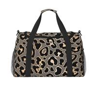 Diseño de Estampado de Leopardo sin Costuras en Oro de Lujo,Bolsas Deportivas, Bolsos de Viaje Deportivos Cruzados de Mano, Bolsas de Viaje de Gran Capacidad para Mujeres y Hombres.