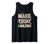 Diseño de Estampado Floral a Cuadros Make Today Amazing Positive Vibe Camiseta sin Mangas