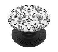 Diseño de estilo azteca occidental, diseño de cactus de calavera de toro PopSockets PopGrip Adhesivo
