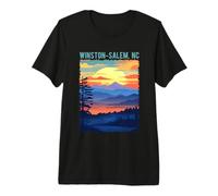 Diseño de Estilo pintoresco de Puesta de Sol de montaña de Winston-Salem, NC, EE. UU. Camiseta Premium