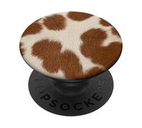 Diseño de Estilo Rancho Occidental de Vaca marrón Blanco PopSockets PopGrip Adhesivo