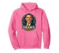 Diseño de Estilo Retro de Obama con círculo patriótico de Estrellas Sudadera con Capucha, Unisex para Adultos, Rosa Brillante, XL