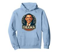 Diseño de Estilo Retro de Obama con círculo patriótico de Estrellas Sudadera con Capucha, Unisex para Adultos, Azul Polvoriento, L