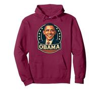 Diseño de Estilo Retro de Obama con círculo patriótico de Estrellas Sudadera con Capucha, Unisex para Adultos, Granate, M