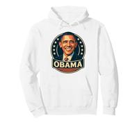 Diseño de Estilo Retro de Obama con círculo patriótico de Estrellas Sudadera con Capucha, Unisex para Adultos, Blanco, XXL