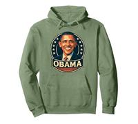 Diseño de Estilo Retro de Obama con círculo patriótico de Estrellas Sudadera con Capucha, Unisex para Adultos, Verde Salvia, M