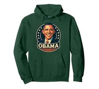 Diseño de Estilo Retro de Obama con círculo patriótico de Estrellas Sudadera con Capucha, Unisex para Adultos, Verde Bosque, M