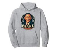 Diseño de Estilo Retro de Obama con círculo patriótico de Estrellas Sudadera con Capucha, Unisex para Adultos, Gris Jaspeado, M