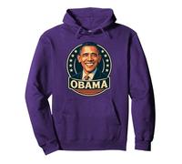 Diseño de Estilo Retro de Obama con círculo patriótico de Estrellas Sudadera con Capucha, Unisex para Adultos, Morado, L