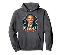 Diseño de Estilo Retro de Obama con círculo patriótico de Estrellas Sudadera con Capucha, Unisex para Adultos, Jaspeado Oscuro, M