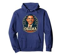 Diseño de Estilo Retro de Obama con círculo patriótico de Estrellas Sudadera con Capucha, Unisex para Adultos, Azul Marino, M