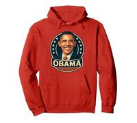 Diseño de Estilo Retro de Obama con círculo patriótico de Estrellas Sudadera con Capucha, Unisex para Adultos, Rojo, XL