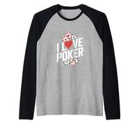 Diseño de fichas de Juego de Cartas I Love Poker Camiseta Manga Raglan