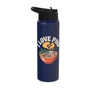 Diseño de fideos de sopa I Love Pho Stainless Steel Insulated Water Bottle