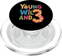 Diseño de Fiesta de Tercer cumpleaños con Jirafa Joven Salvaje y 3 PopSockets PopGrip para MagSafe