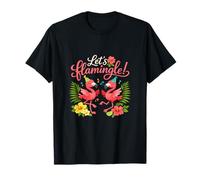 Diseño de Fiesta Tropical Let's Flamingle Flamingo Pun Camiseta