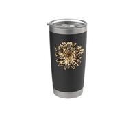 Diseño de flores de dalia negra y marrón Vaso térmico de acero inoxidable de doble pared
