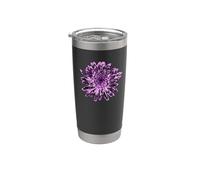 Diseño de flores de dalia negra y rosa Vaso térmico de acero inoxidable de doble pared