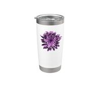 Diseño de flores de dalia negra y rosa Vaso térmico de acero inoxidable de doble pared