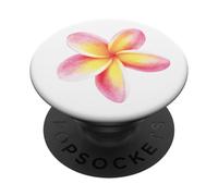 Diseño de flores hawaianas de plumeria rosa y amarilla PopSockets PopGrip Adhesivo