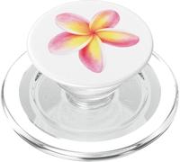 Diseño de flores hawaianas de plumeria rosa y amarilla PopSockets PopGrip para MagSafe