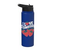 Diseño de frutas jugosas I Love Strawberries Stainless Steel Insulated Water Bottle