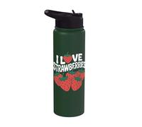 Diseño de frutas jugosas I Love Strawberries Stainless Steel Insulated Water Bottle