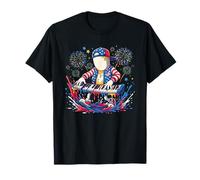 Diseño de Fuegos Artificiales de música con Bandera de Estados Unidos 4 de Julio Camiseta