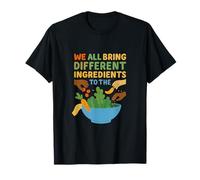 Diseño de Fuente Vegetariana de Ensalada de Diversidad y Unidad inclusiva Camiseta